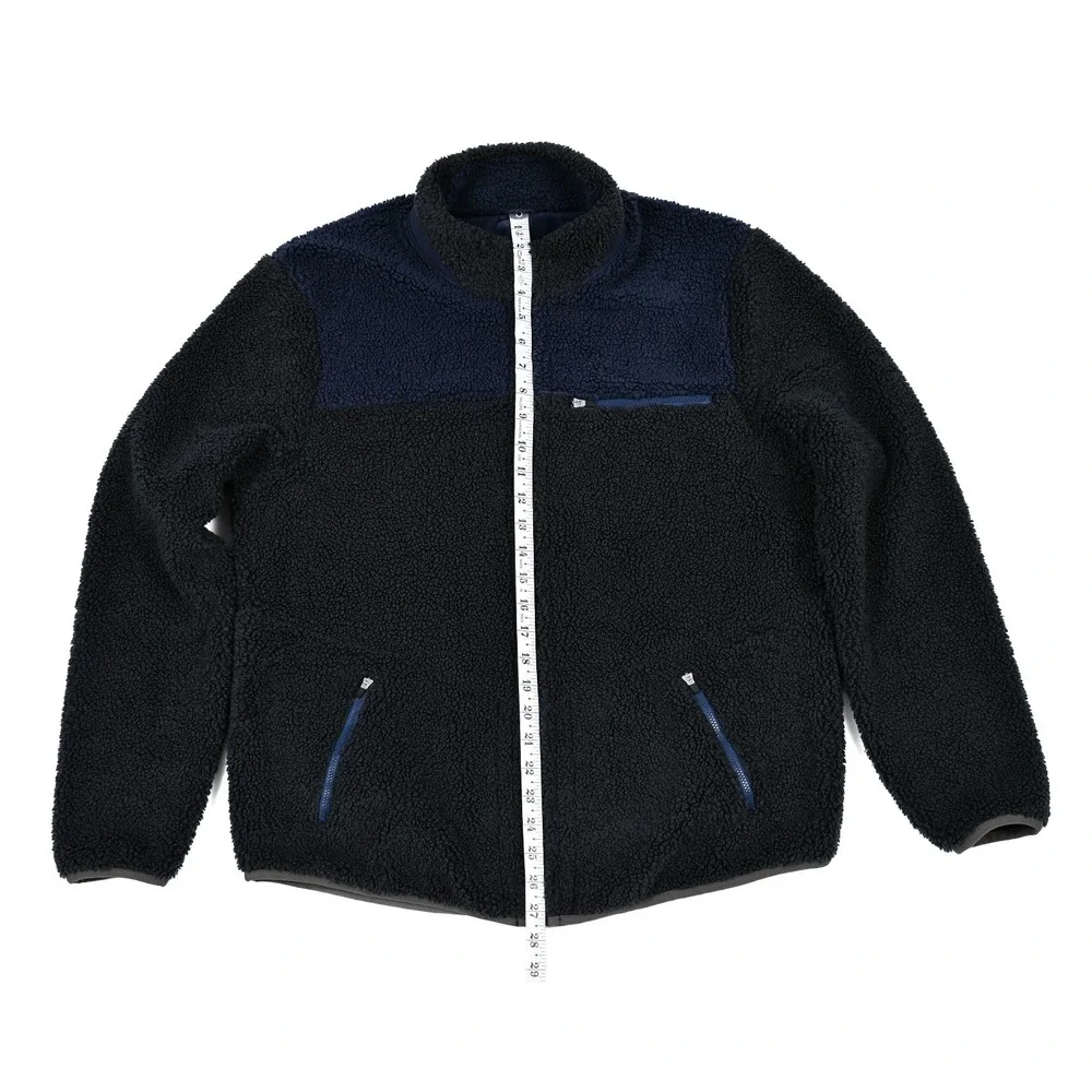 Carbon 2 Cobalt Men's Medium Sherpa Fleece Full Zip Jacket Colorblock Grey Navy